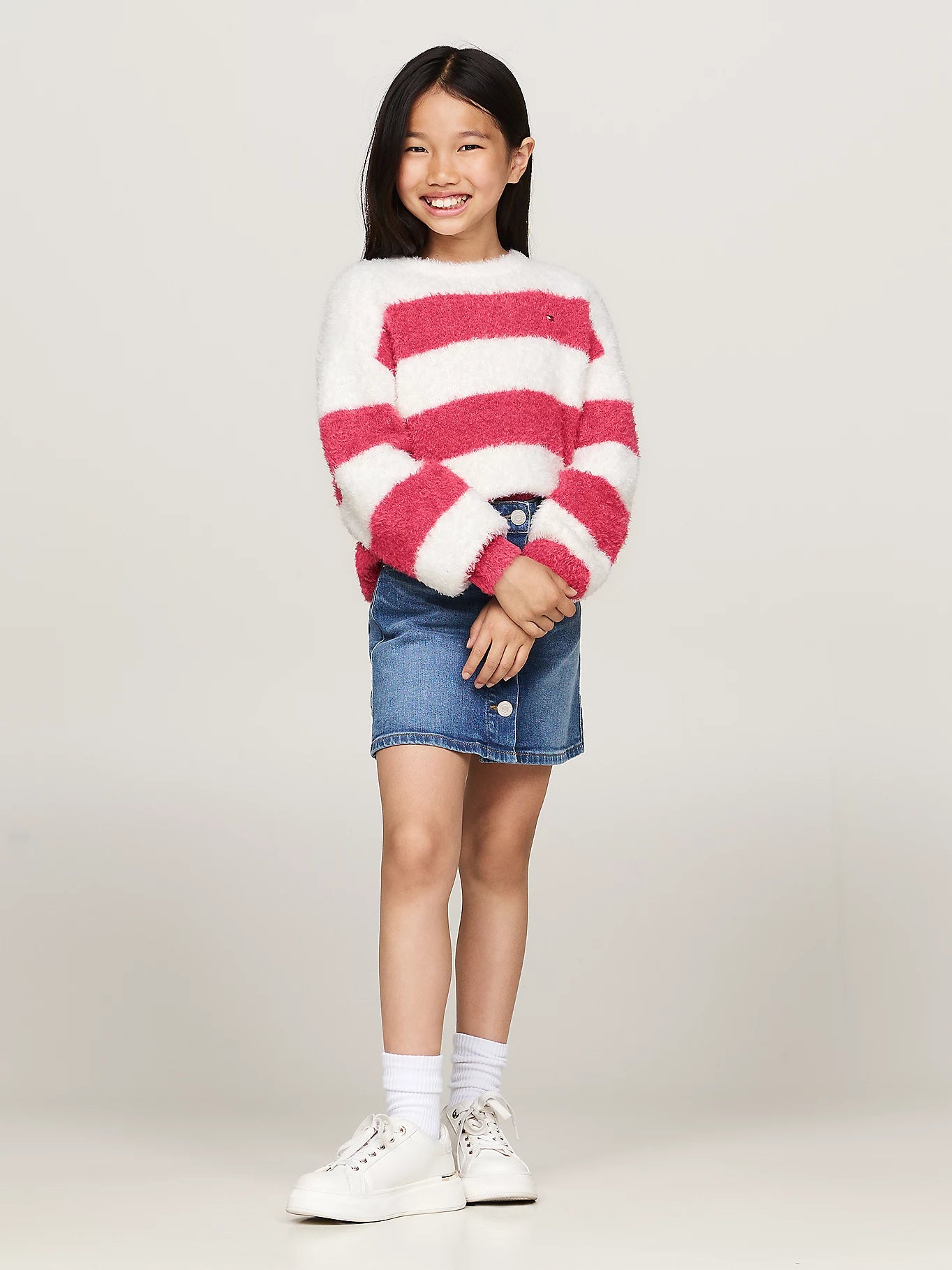 K FLUFFY STRIPE SWEATER 233457