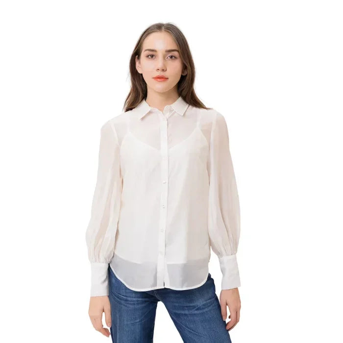 LS LARISSA SHIRT - ORGANZA LOOK POLY W3RH59WF5L0 G012