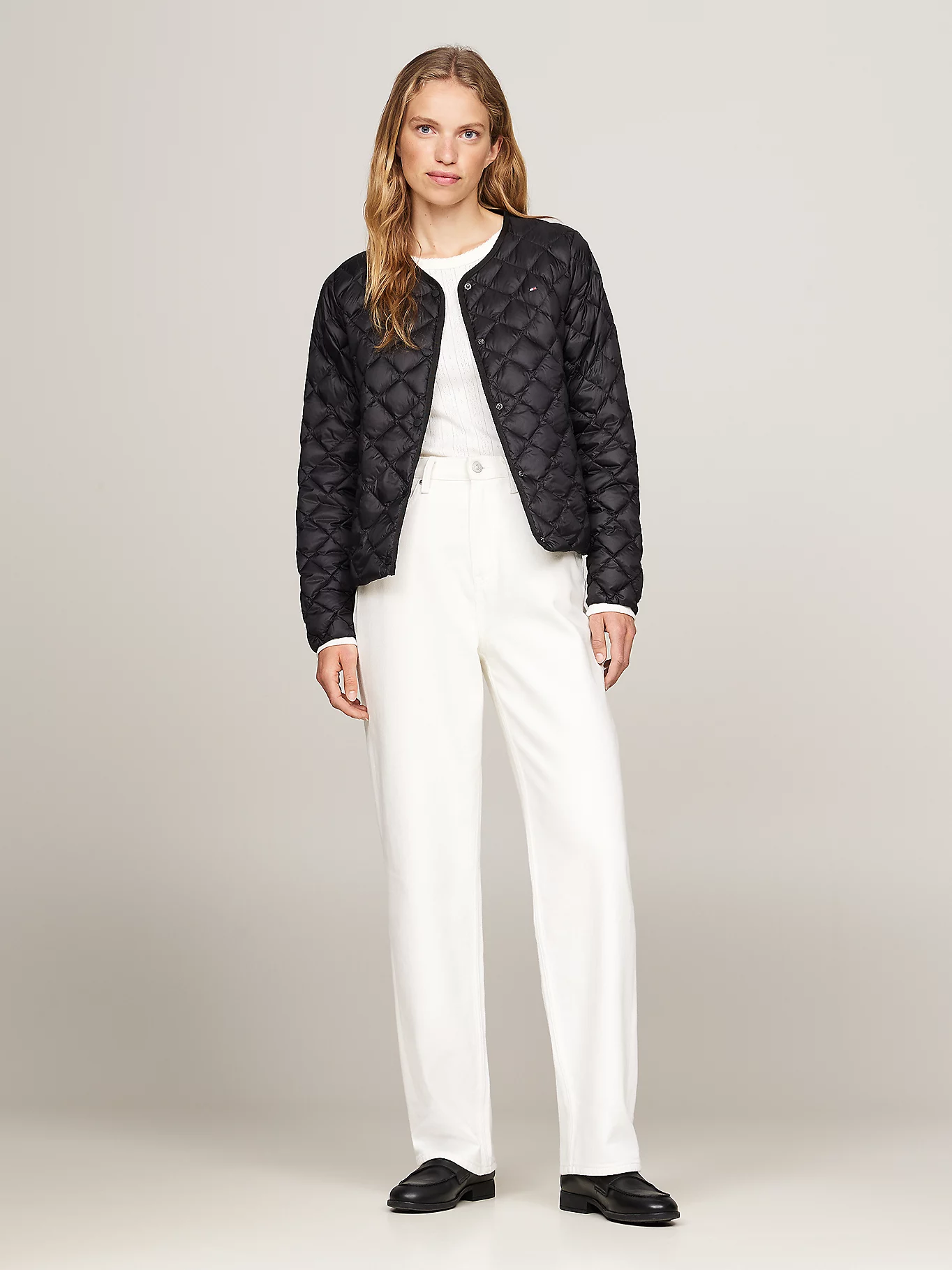 LW DOWN QUILTED COLLARLESS JKT 235403