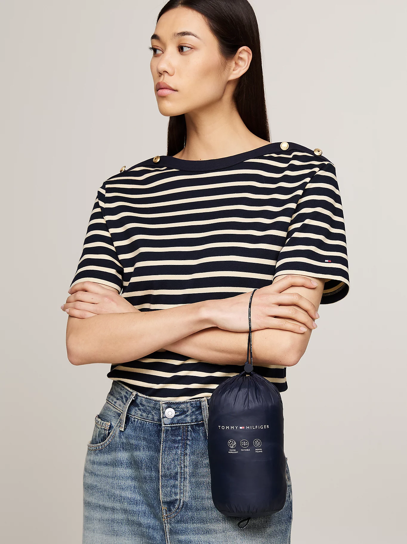 LW DOWN QUILTED COLLARLESS JKT 235404