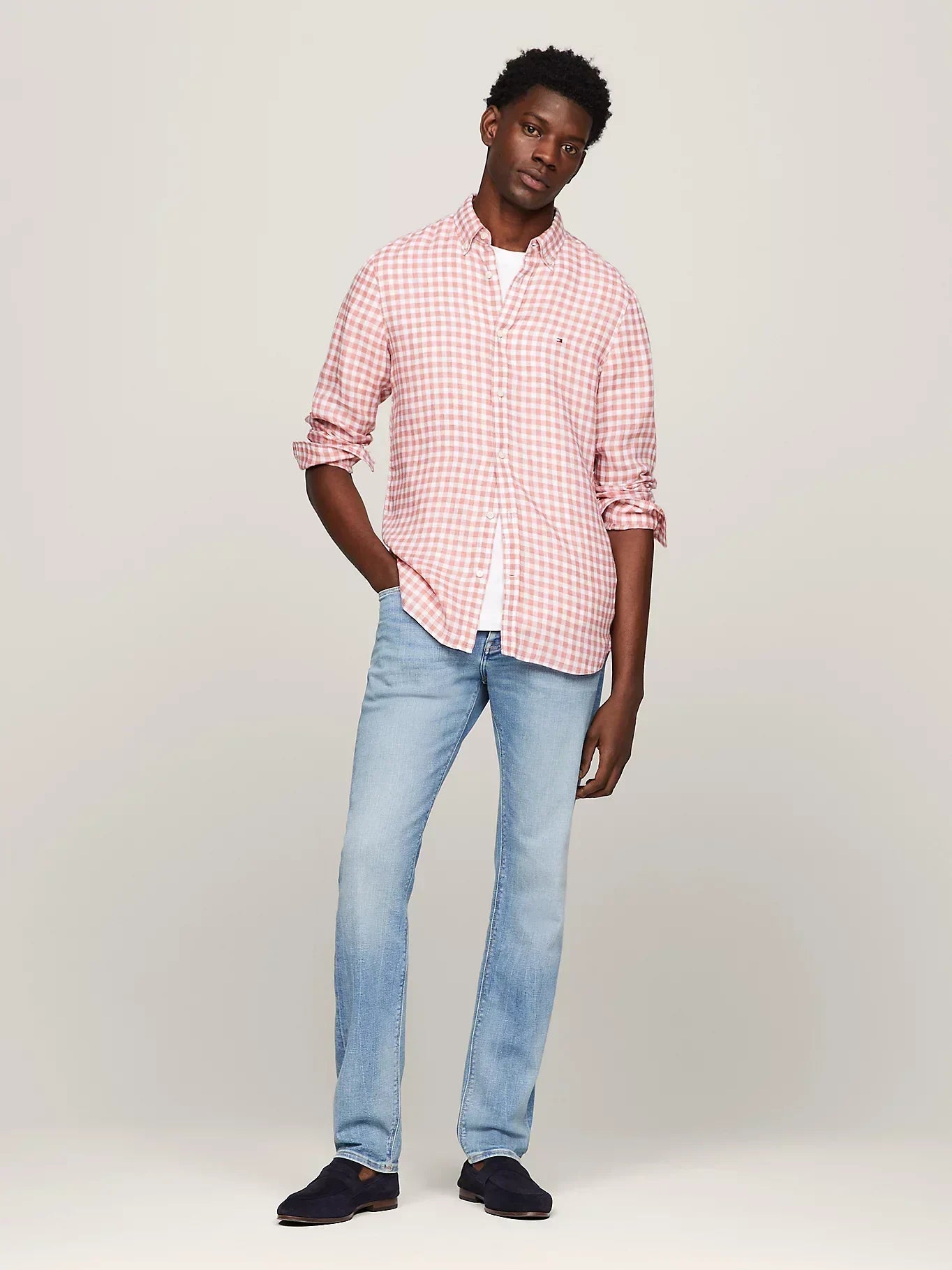 LINEN GINGHAM SF SHIRT 229328 - LUX54