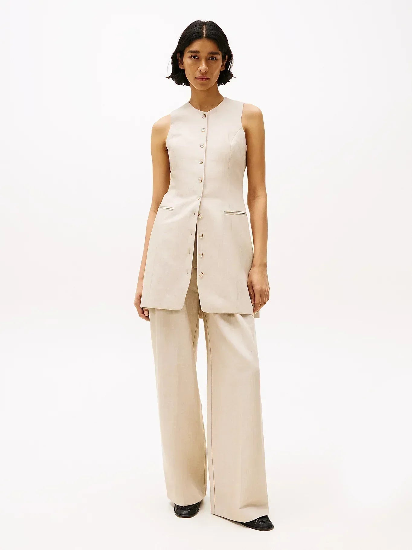 LINEN MIX RLXD STRAIGHT PANTS 241027 - LUX54