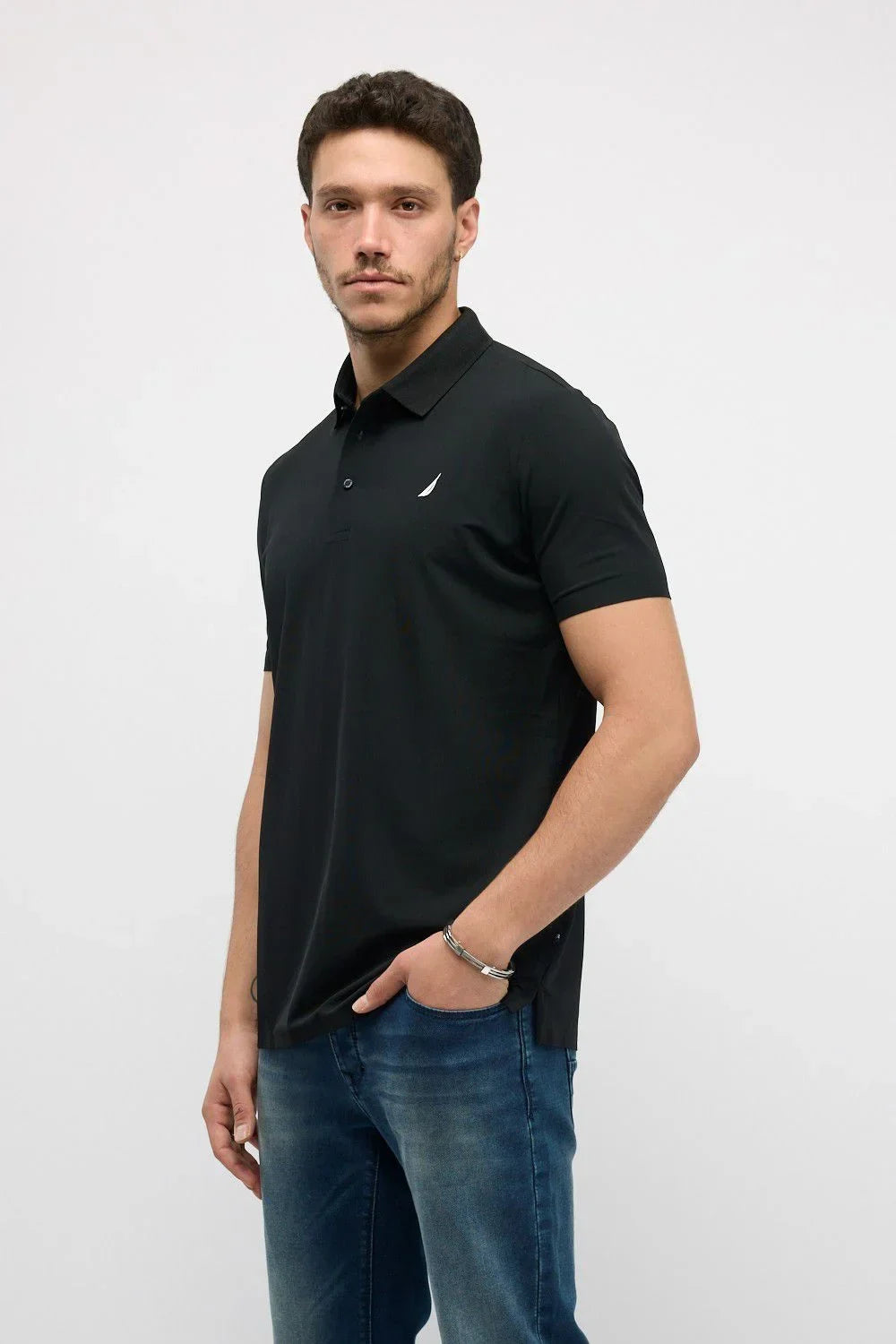 N.S-DRY FIT S/S POLO-BLACK - LUX54