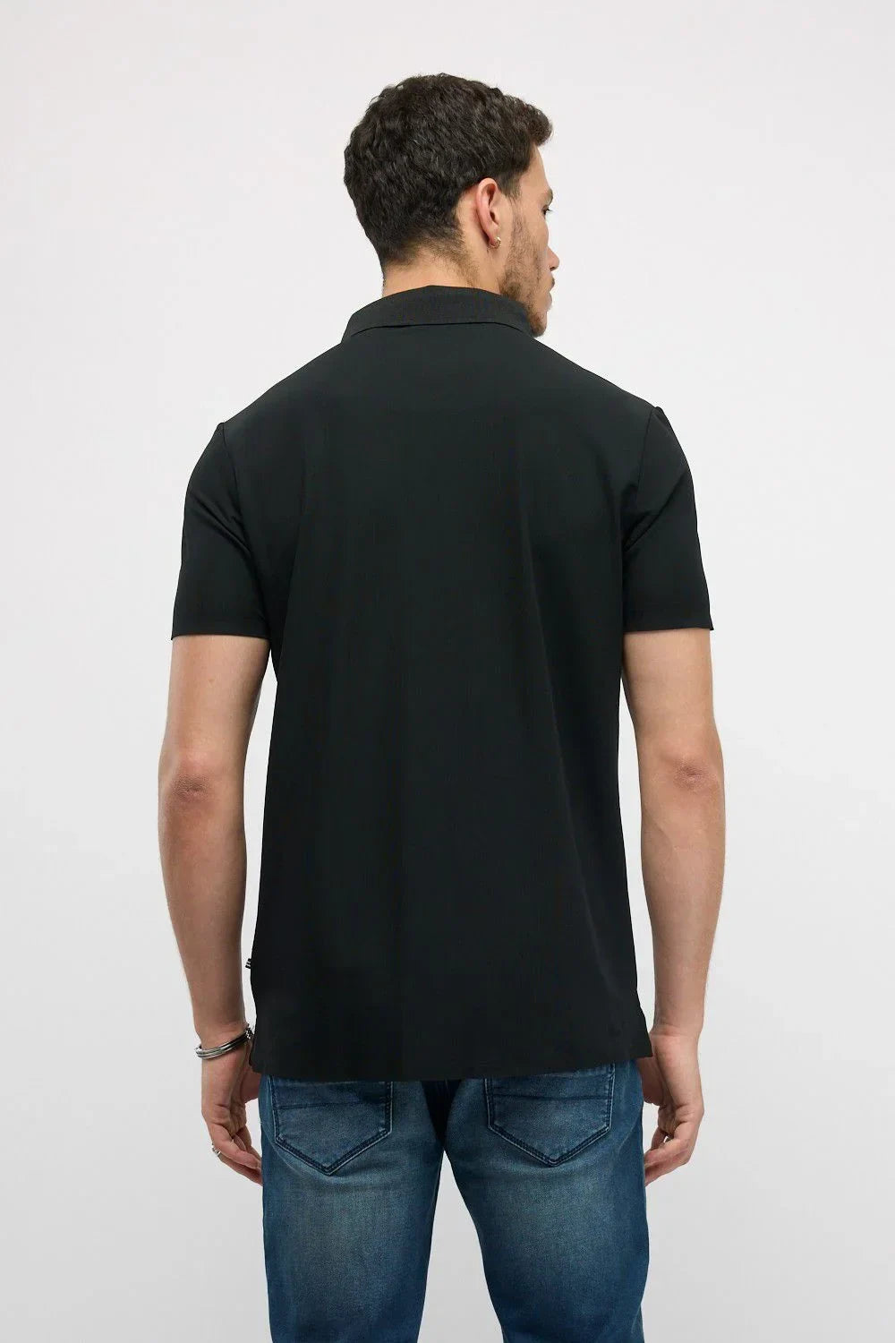 N.S-DRY FIT S/S POLO-BLACK - LUX54