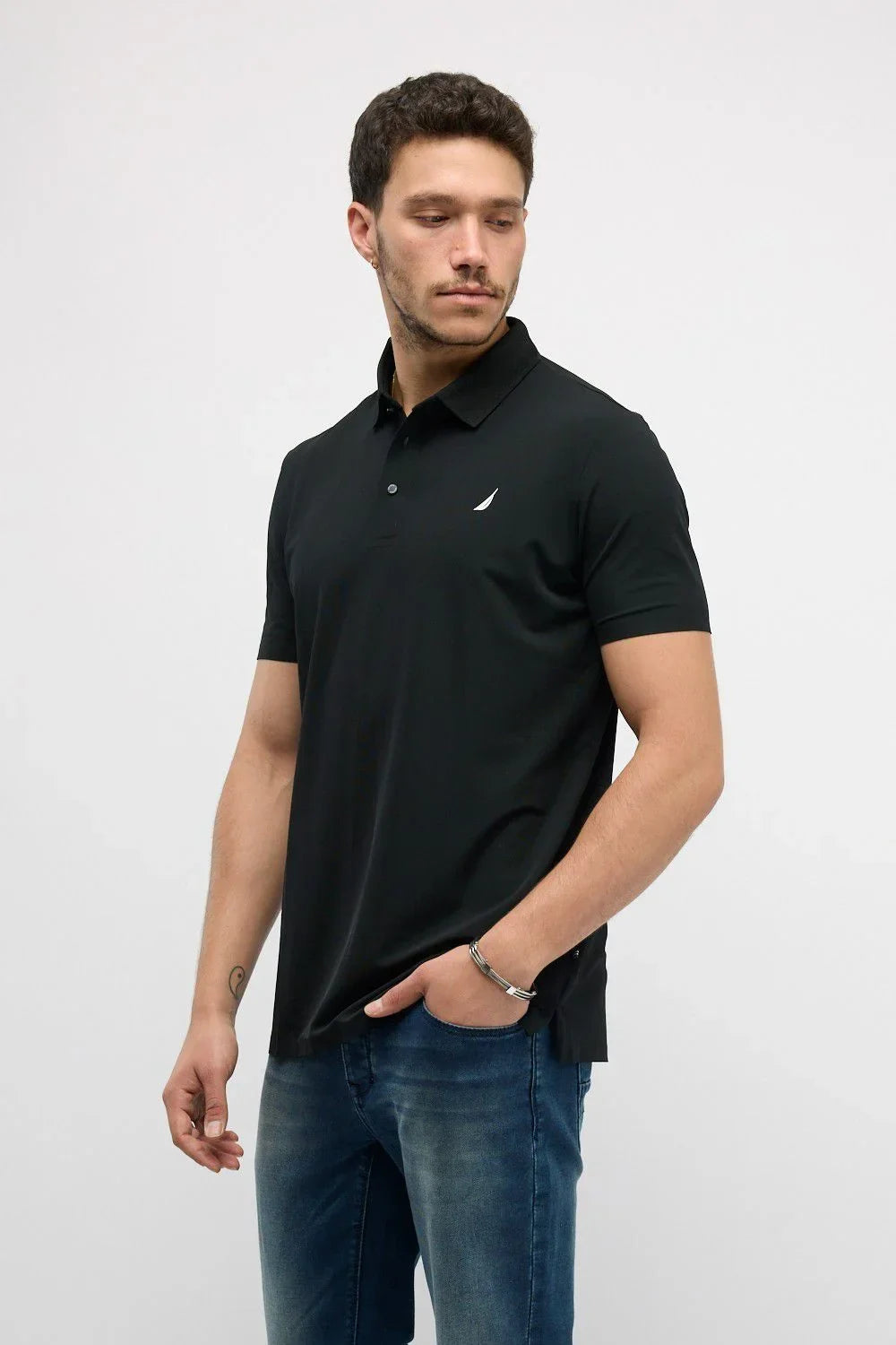 N.S-DRY FIT S/S POLO-BLACK - LUX54