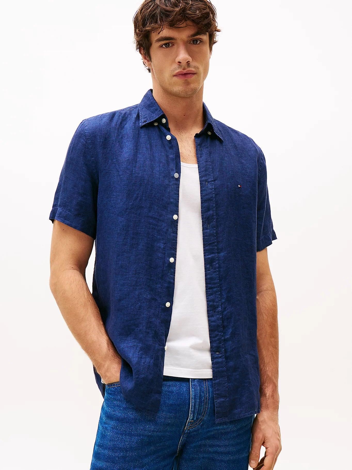 PIGMENT DYED LINEN RF SHIRT S/S 229777 - LUX54