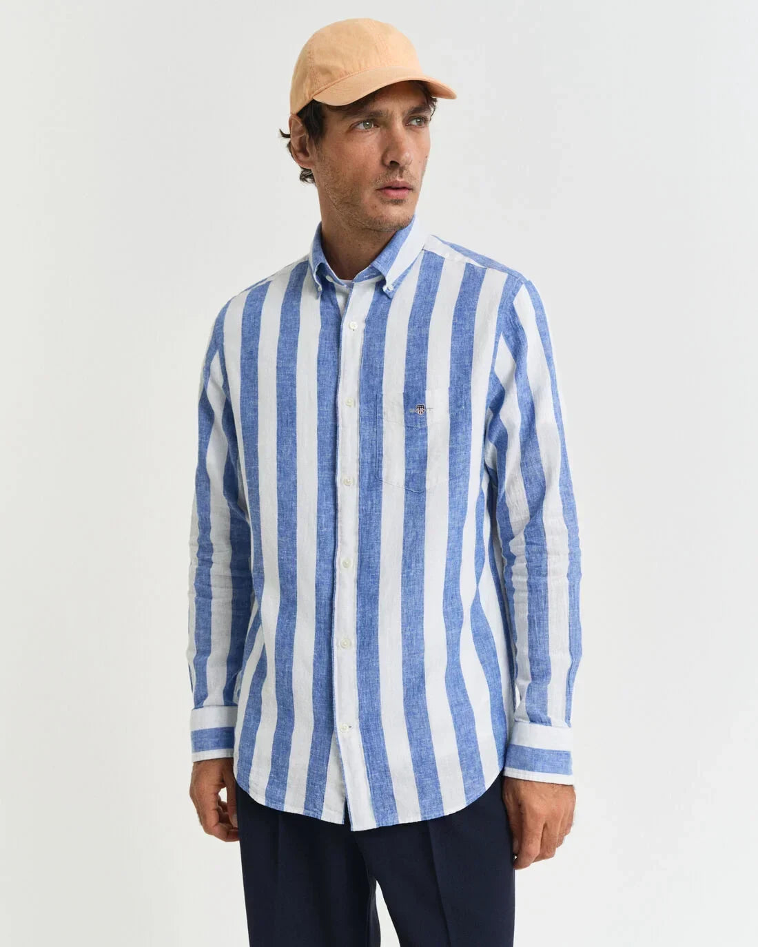 REG COTTON LINEN BOLD STRIPE SHIRT 407 - LUX54