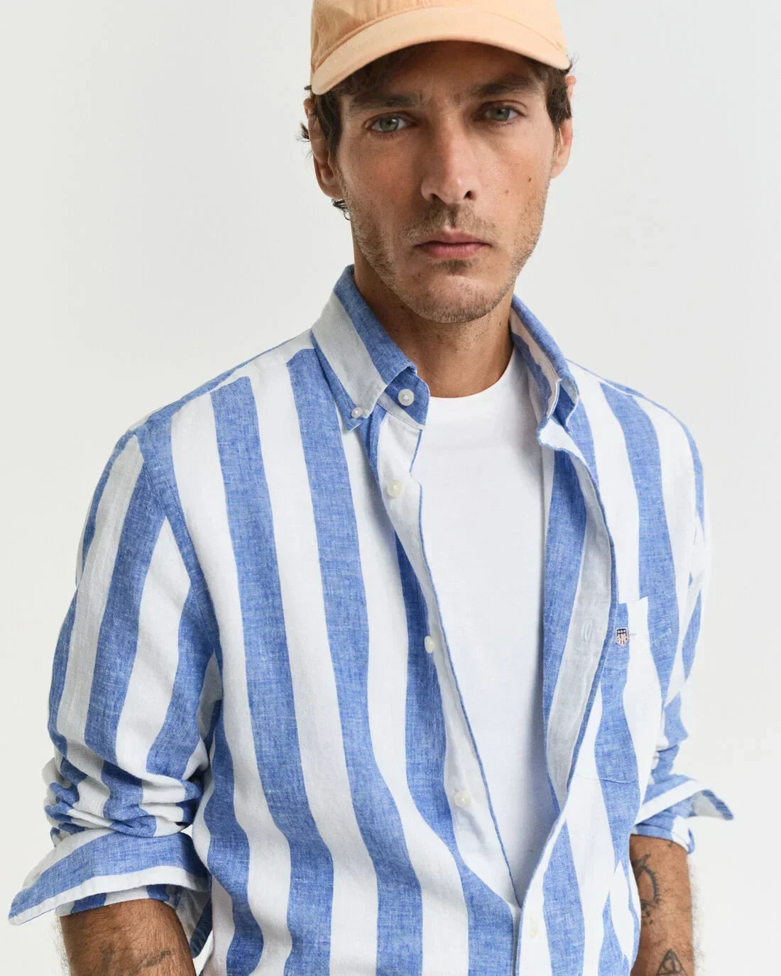 REG COTTON LINEN BOLD STRIPE SHIRT 407 - LUX54