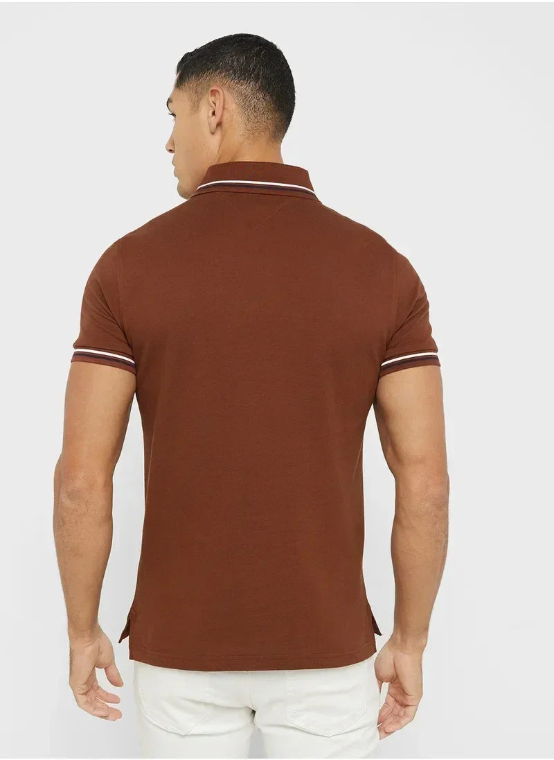 TIPPED SLIM FIT SEASONAL POLO 240831 - LUX54