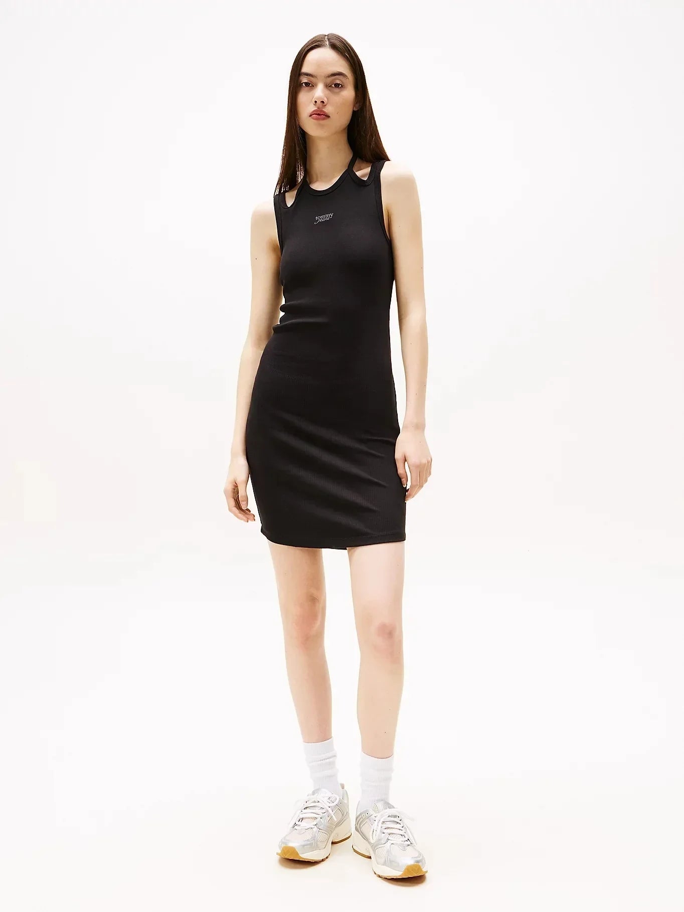 TJW TIE DETAIL GMD SCRIPT DRESS 239564 - LUX54