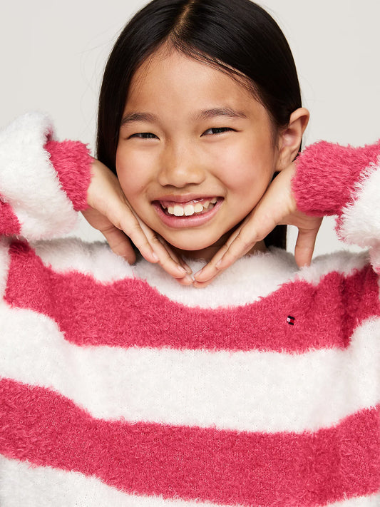 K FLUFFY STRIPE SWEATER 233457