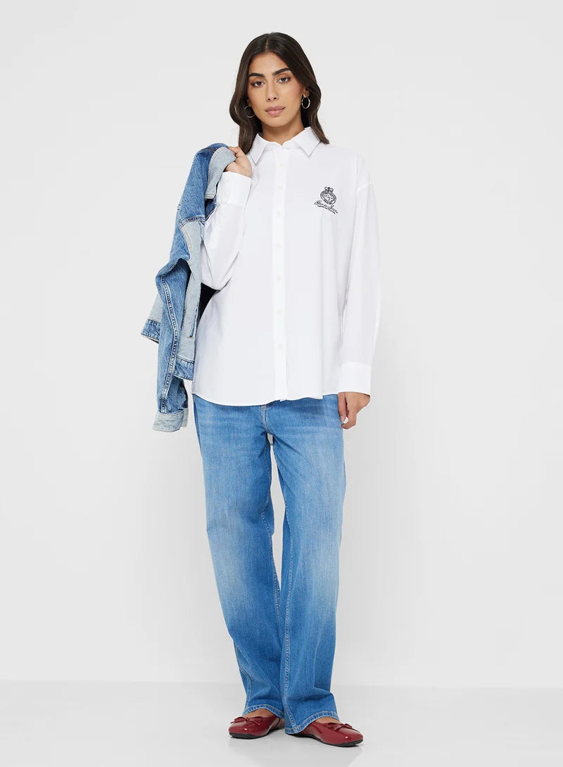 GJ LS OS  SHIRT WITH EMBRO WHFK1 G011