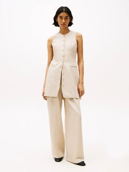 LINEN MIX RLXD STRAIGHT PANTS 241027 - LUX54