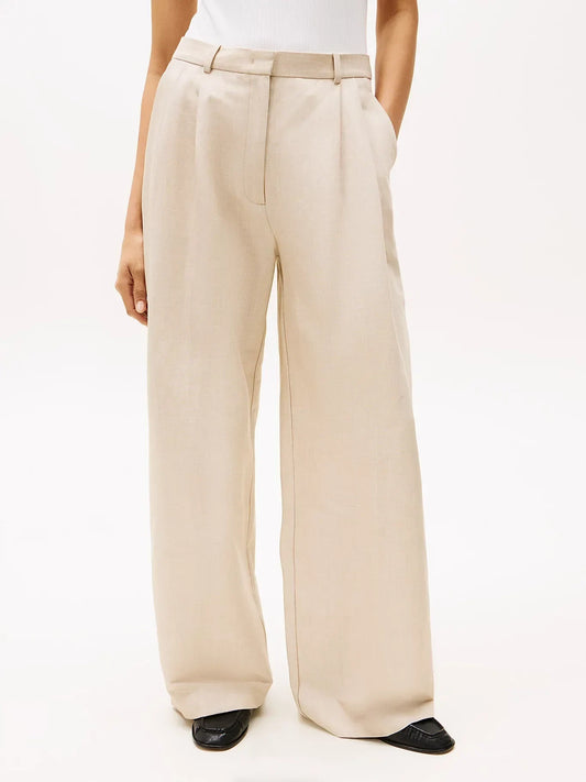LINEN MIX RLXD STRAIGHT PANTS 241027 - LUX54