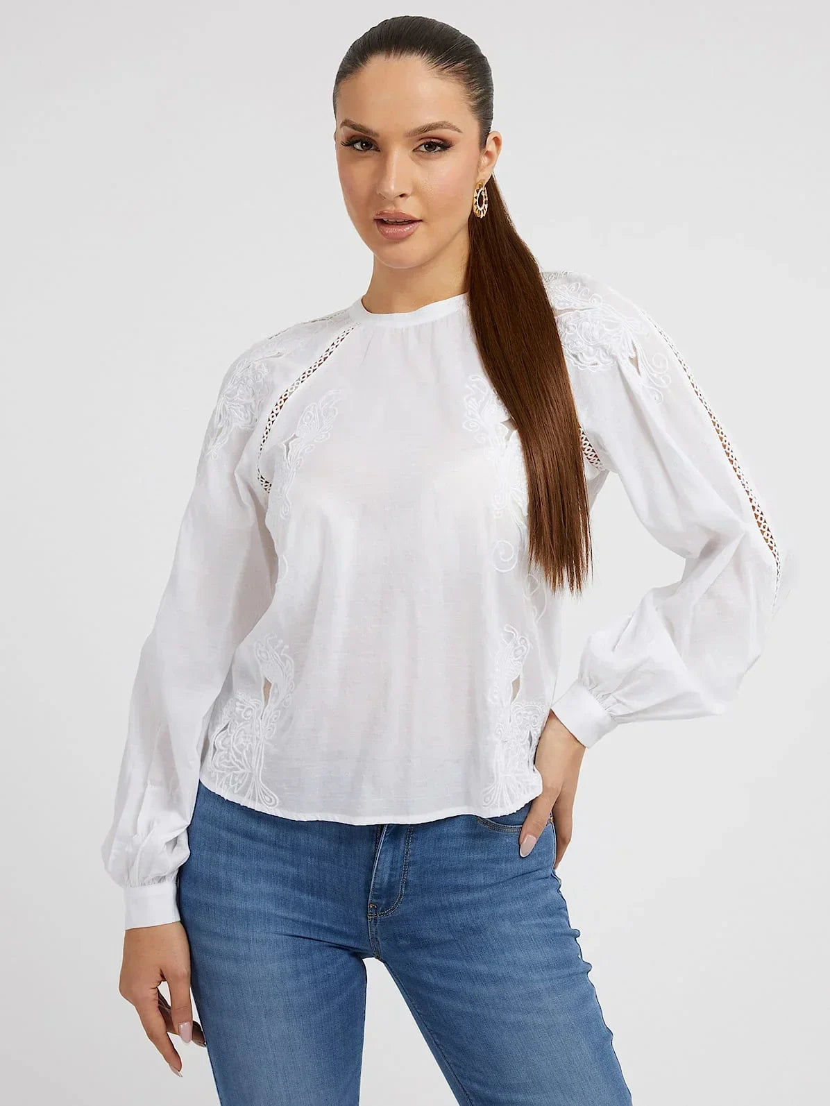 LS IBA CN EMBRO TOP - COTTON EMBRO MUSLIN W3GH65WFD00 G011 - LUX54