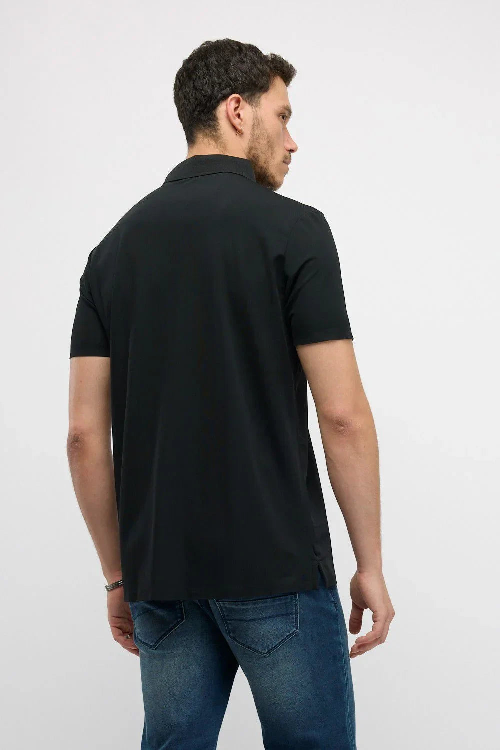 N.S-DRY FIT S/S POLO-BLACK - LUX54