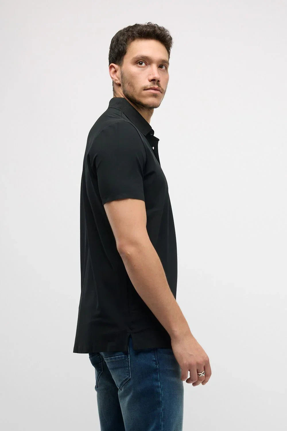 N.S-DRY FIT S/S POLO-BLACK - LUX54