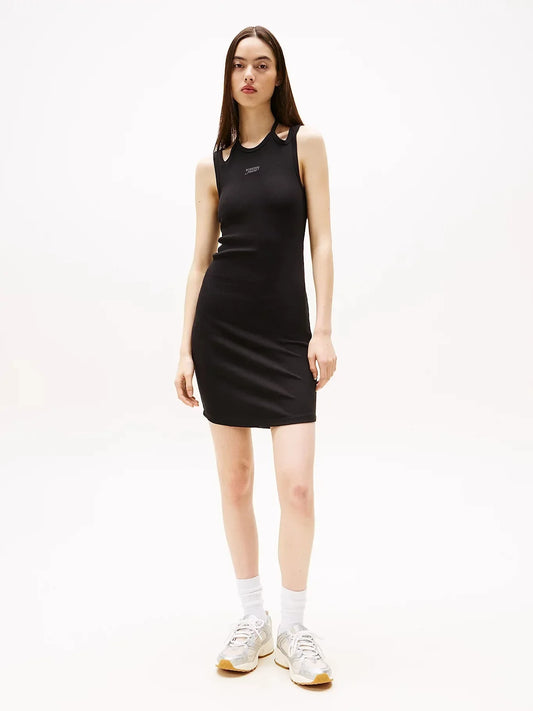 TJW TIE DETAIL GMD SCRIPT DRESS 239564 - LUX54